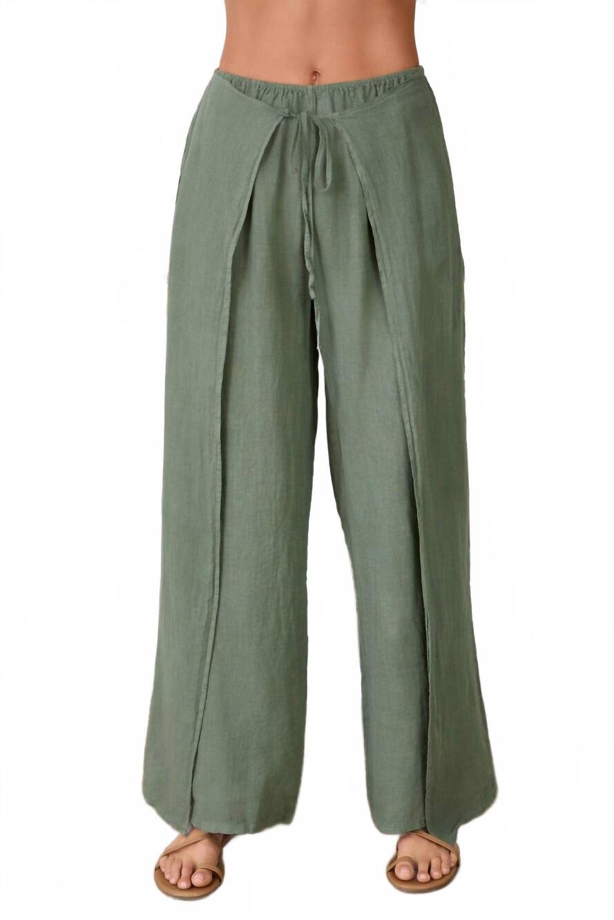 NEW MILIO MILANO linen pants with side panel in army green